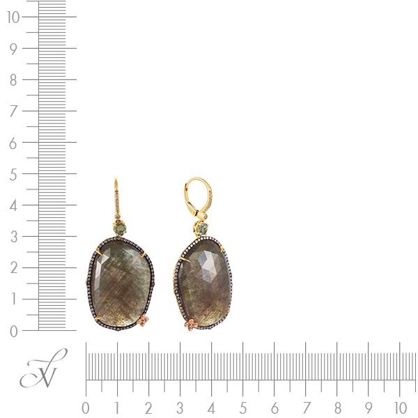 Серьги из золота с бриллиантом и корундом (Арт.er-dia-01100y_gsa_cr_yg)