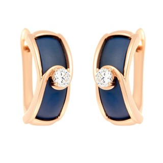 Серьги серебряные с керамикой и фианитами «Ночная Волна» Fresh Jewelry (арт.TM-E01164-Вl-G-W-X-X)