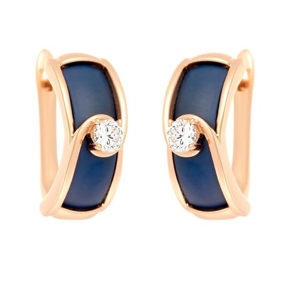 Серьги серебряные с керамикой и фианитами «Ночная Волна» Fresh Jewelry (арт.TM-E01164-Вl-G-W-X-X)