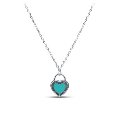 Ожерелье серебро с эмалью «Сердце-замочек» Myjewels (арт.0511)