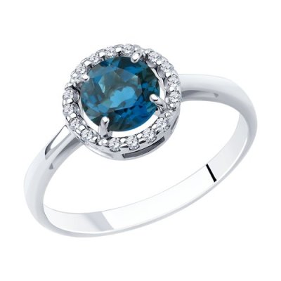 Кольцо из серебра с лондон топазом и фианитами (Арт.92011017)