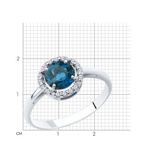 Кольцо из серебра с лондон топазом и фианитами (Арт.92011017)