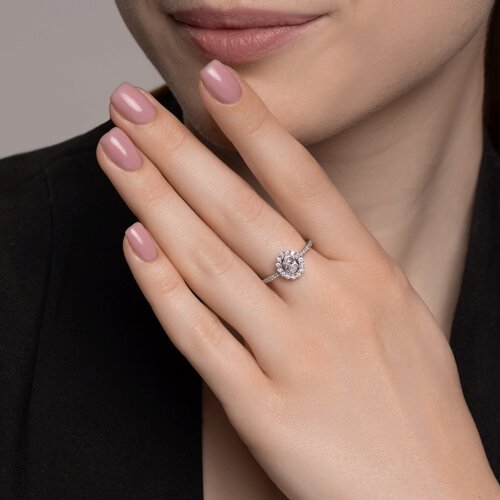 Кольцо из белого золота 585 с бриллиантами Соколов (Арт.9010165)