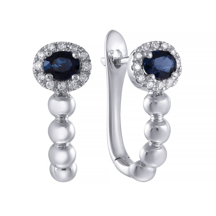 Серьги из белого золота с бриллиантом и сапфиром (Арт.me36521-wd-bs_sr_sa_wg)