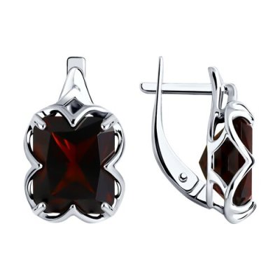 Серьги из серебра с красным ситаллом «Алый Витраж» Соколов (арт.9202-1364)