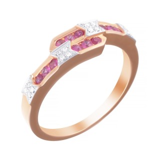 Кольцо золотое с бриллиантами и рубинами «Розовый Лайт» My-Jewels (арт.MR83162)