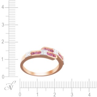 Кольцо золотое с бриллиантами и рубинами «Розовый Лайт» My-Jewels (арт.MR83162)