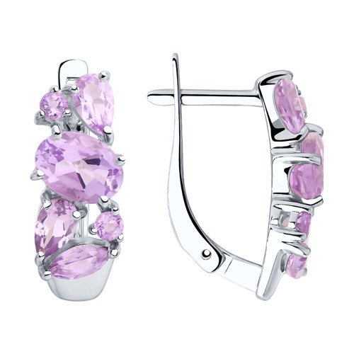 Серьги из серебра с аметистами (Арт.92022015)