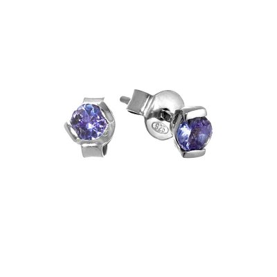Серьги из серебра с танзанитом (Арт.sm-e00598-x-w-tn-x-x)