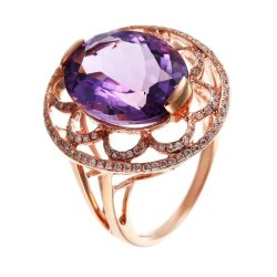 Кольцо из золота с аметистом и бриллиантом (Арт.r01789am4rk_am_pink)