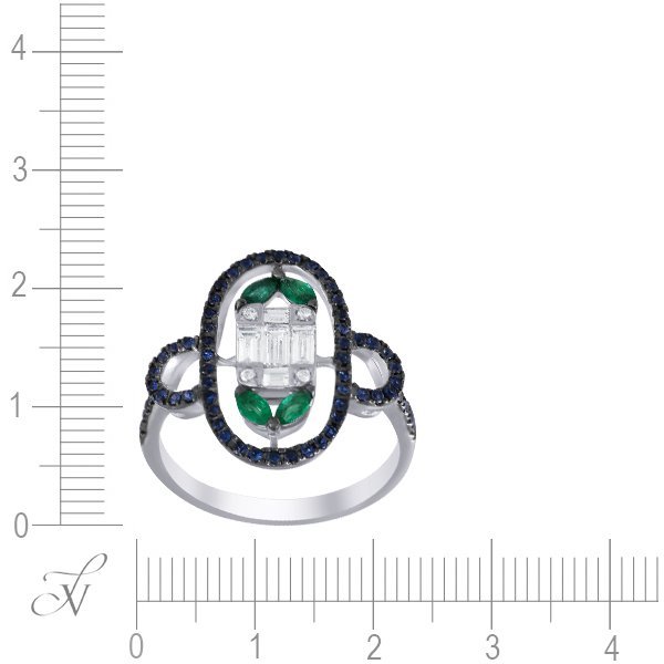 Кольцо из белого золота с бриллиантом и изумрудом (Арт.r14093e-s-dn_ko_em_sa_001_wg)