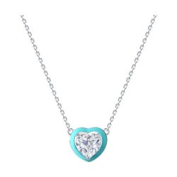 Колье из серебра с фианитом и эмалью (Арт.94071253)