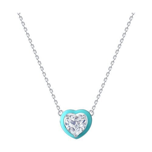 Колье из серебра с фианитом и эмалью (Арт.94071253)