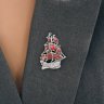 Брошь из серебра с фианитами и эмалью "алые паруса" (Арт.95-140-02374-1)