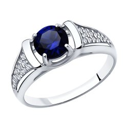 Кольцо из серебра с корундом и фианитами (Арт.94-310-00360-1)