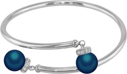 Браслет из серебра с жемчугом и кристаллом swarovski (Арт.abb-4-10-22-s)