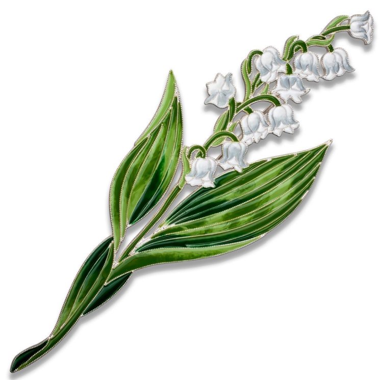 Серебряная брошь "Ландыш" Русские самоцветы (Арт.41500)