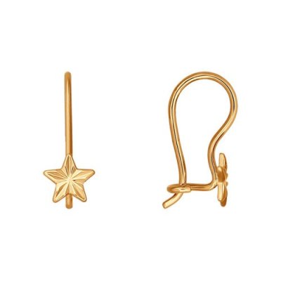 Серьги из золота со звездой «Золотая Комета» Соколов (арт.021631)