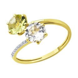Кольцо золотое пробы 585 с миксом камней (Арт.71-00123-2)