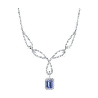 Колье из белого золота с бриллиантами и танзанитом «Танцевaющая лазурь» Соколов (арт.6074)