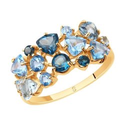 Кольцо золотое пробы 585 с миксом камней (Арт.715649)