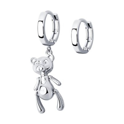 Серьги из серебра с подвеской-медвежонком «Funny Teddy» Соколов (арт.94025725)