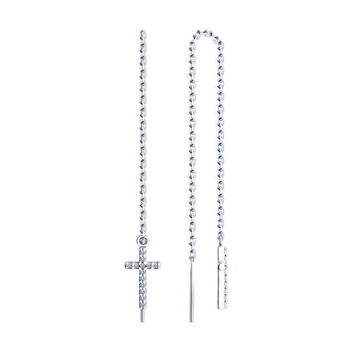 Серьги из серебра с фианитами (Арт.94025836)