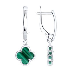 Серьги из серебра с малахитами (Арт.83020448)