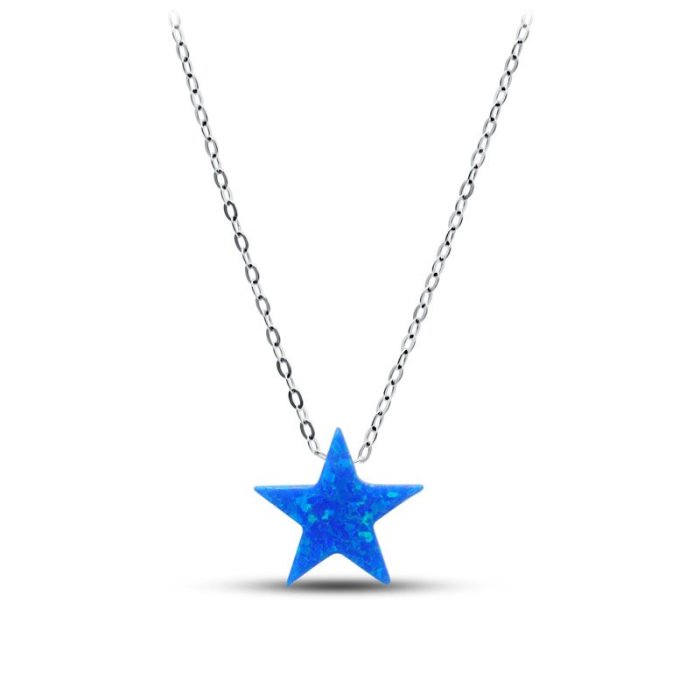 Ожерелье серебряное с опалом «Синие крылья» My Jewels (арт.0512)