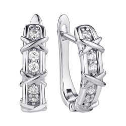 Серьги из серебра с фианитом (Арт.cz-e01471-x-w-w-x-x)
