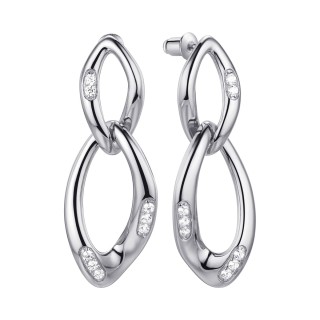Серьги серебряные с фианитами «Chain Elegance» Fresh Jewelry (арт.CZ-E03074-X-W-X-X-W)