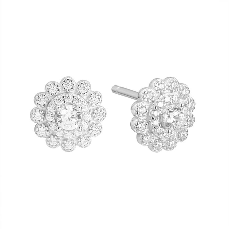 Серьги из серебра с фианитом (Арт.cz-e04727-x-w-w-x-w)
