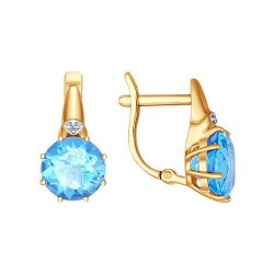 Серьги золотые пробы 585 с топазом (Арт.724064)