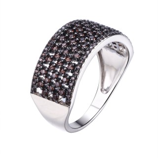 Кольцо серебряное с фианитами «Brown Shine» Fresh Jewelry (арт.CZ-R01595-X-WB-X-X-DB)
