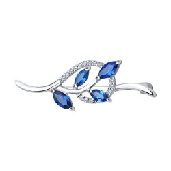 Брошь из серебра с синими фианитами (Арт.94040069)