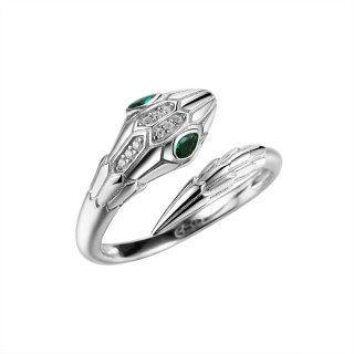 Кольцо серебряное с фианитами «Smart Snake» Fresh Jewelry (арт.CZ-R03344-X-W-NCE-X-W)