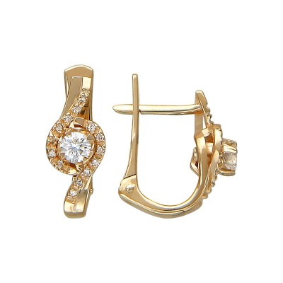 Серьги золотые с фианитами «Вечерний вихрь» Estet Jewerly (арт.01С115752)