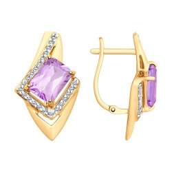 Серьги золотые пробы 585 с аметистом (Арт.725750)