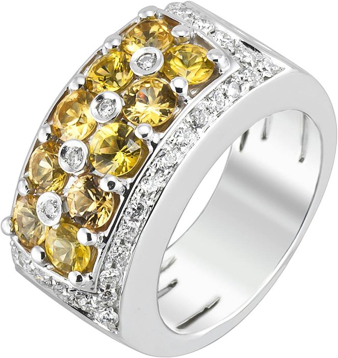 Кольцо из белого золота с бриллиантом и сапфиром (Арт.3394a6)