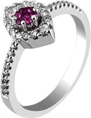Кольцо из белого золота с бриллиантом и рубином (Арт.anb_1493)