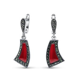 Серьги Серебряные крылья (Арт.220815-39_korallpr_markazit)