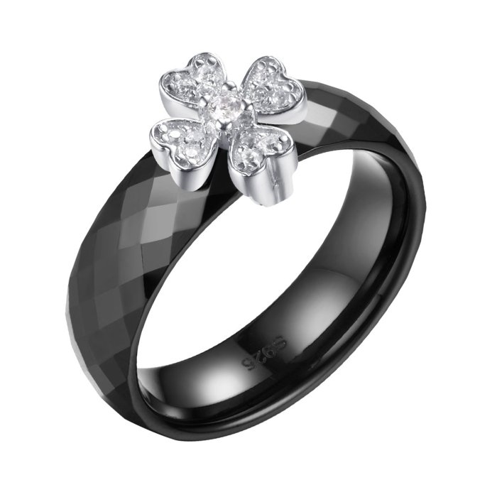 Кольцо из серебра с керамикой и фианитом (Арт.tc-r00186-b-w-x-x-w)