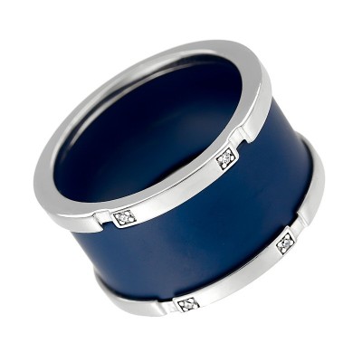 Кольцо с керамикой и кубическим цирконием «Ceramic Vision» Fresh Jewelry (арт.TM-R00942-Вl-W-X-X-W)