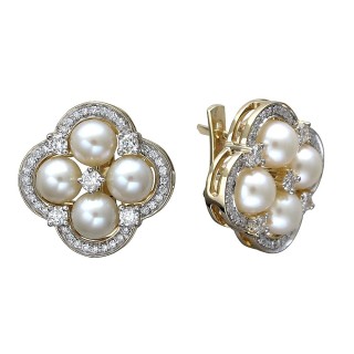Серьги золото с бриллиантами и жемчугом «Aphrodite Blossom» ESTET (арт.01С6312345-1)