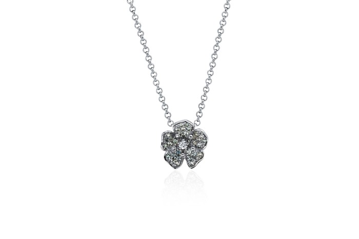 Ожерелье из белого золота с бриллиантами и сапфирами «Symphony Fleur» Estet (арт.01Л621876-1)