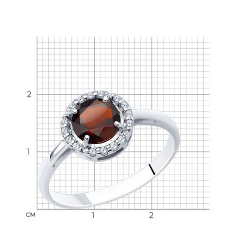 Кольцо из серебра с гранатом и фианитами (Арт.92011018)