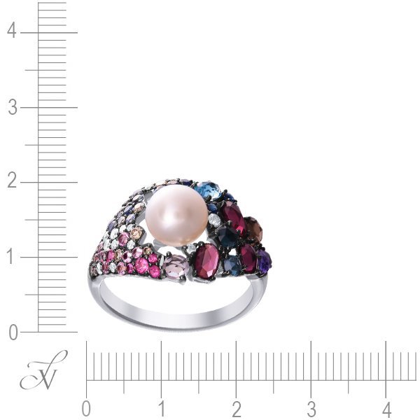 Кольцо из белого золота с бриллиантом и жемчугом (Арт.mkrg0557_dn_sm_mc_wp_wg)