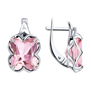 Серьги из серебра с ситаллом «Розовый Вернисаж» Соколов (арт.92021365)