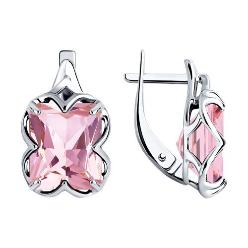 Серебряные серьги Sokolov с розовым ситаллом (арт. 92021365)