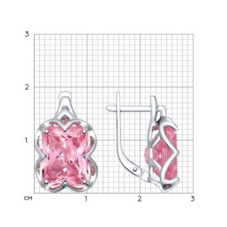 Серьги из серебра с ситаллом «Розовый Вернисаж» Соколов (арт.92021365)